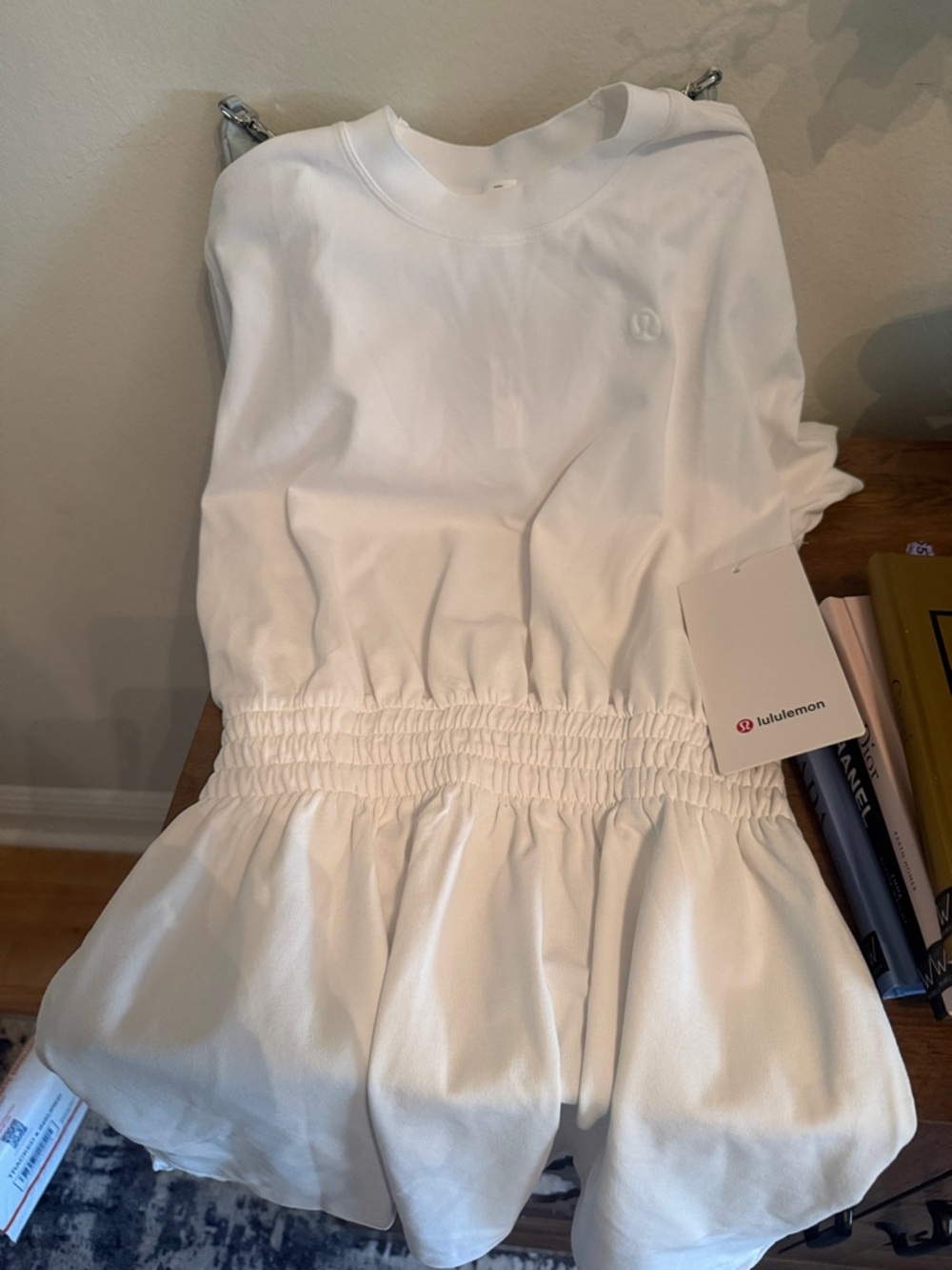 Lululemon White Smocked Waist t shirt dress